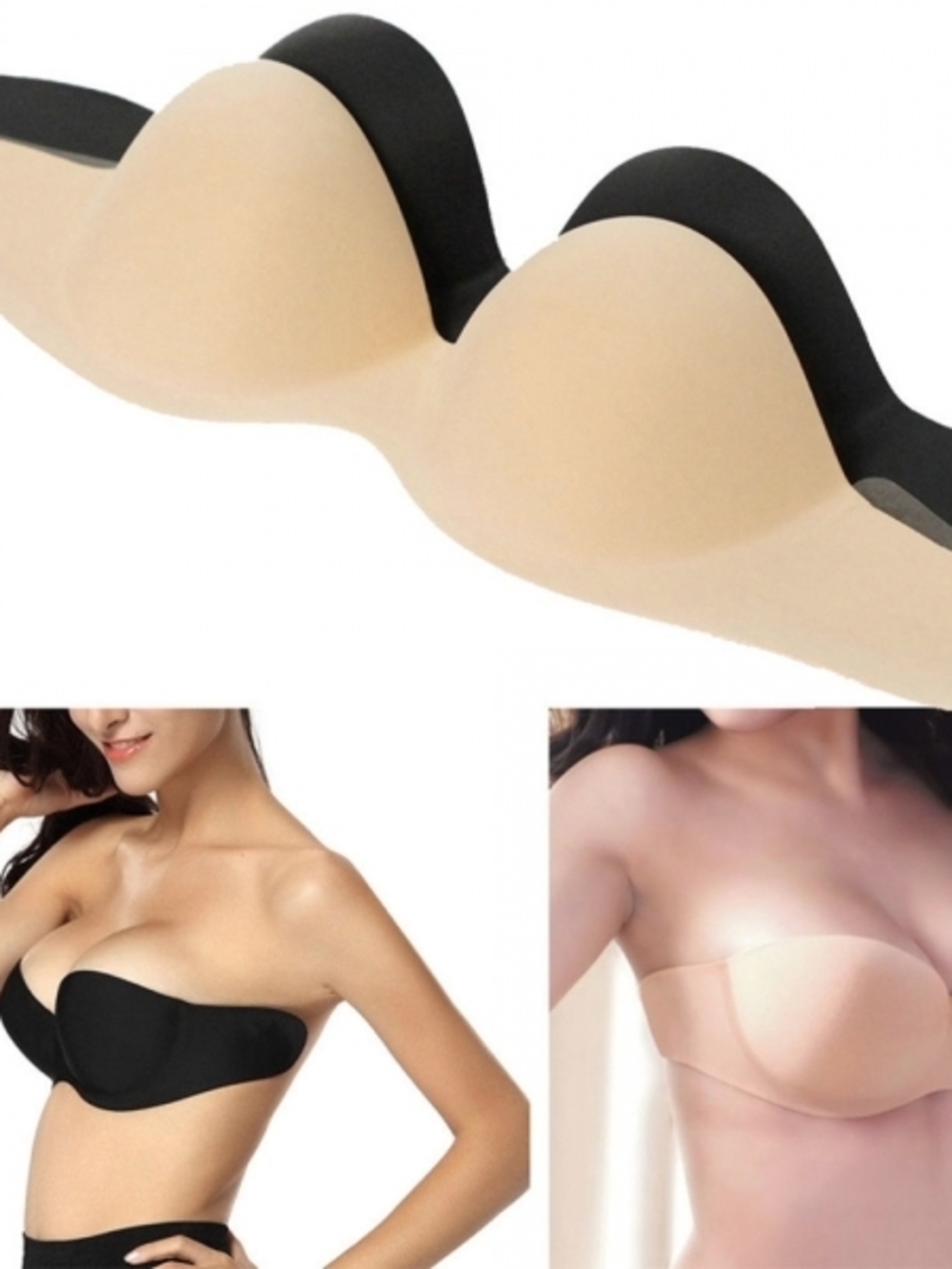Strapless Adhesive Backless Bra - Nude/Black